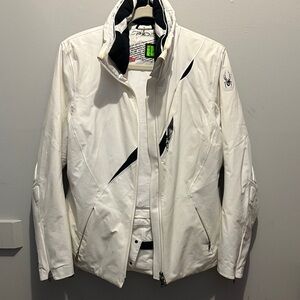 Spyder Men's White and Black Ski Jacket